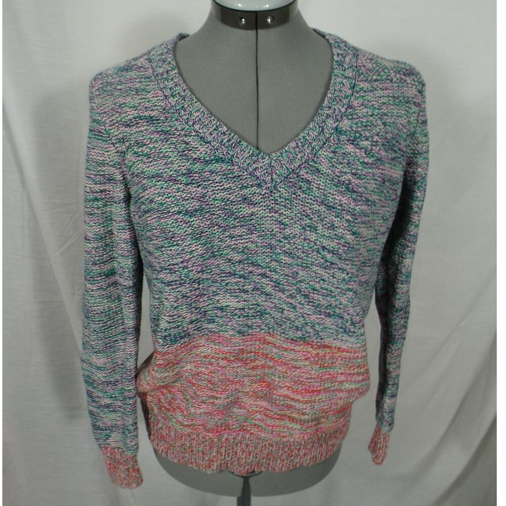 Madewell Medium V-Neckline Knit Sweater Colorful Long Sleeves Stretchy Cotton